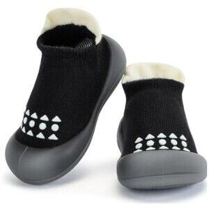 Baby Soft Breathable Sole Socks First Walking Shoes Non-Skid US 6 13.5cm Black